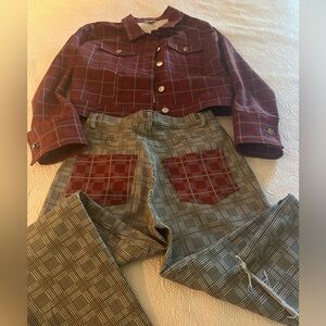 Adorable Jean outfit from The Kit. Coordinating plaids.